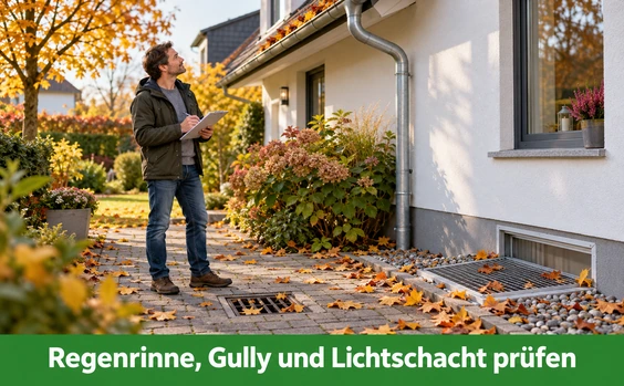 Mann beim Herbstcheck vom Boden