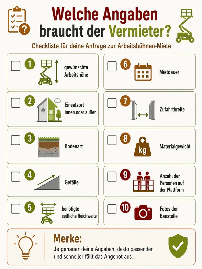 arbeitsbuehne mieten angaben fuer vermieter