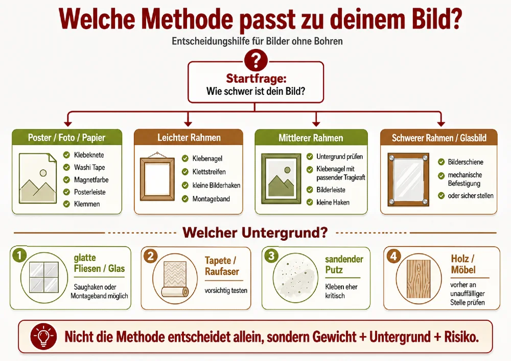 aufhaengen welche methode fuer welches bild
