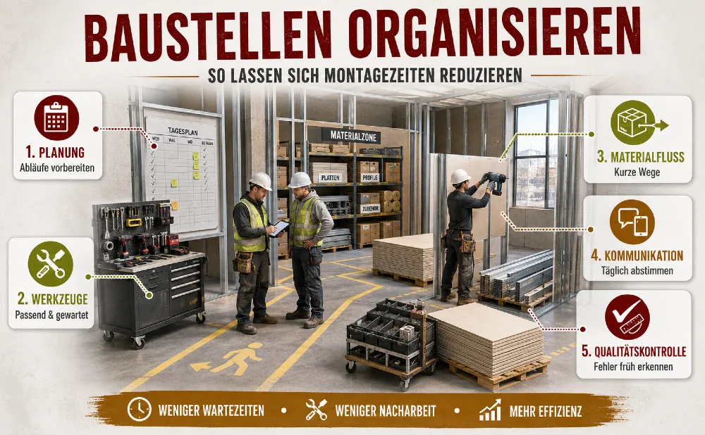 baustellenorganisation montagezeiten reduzieren
