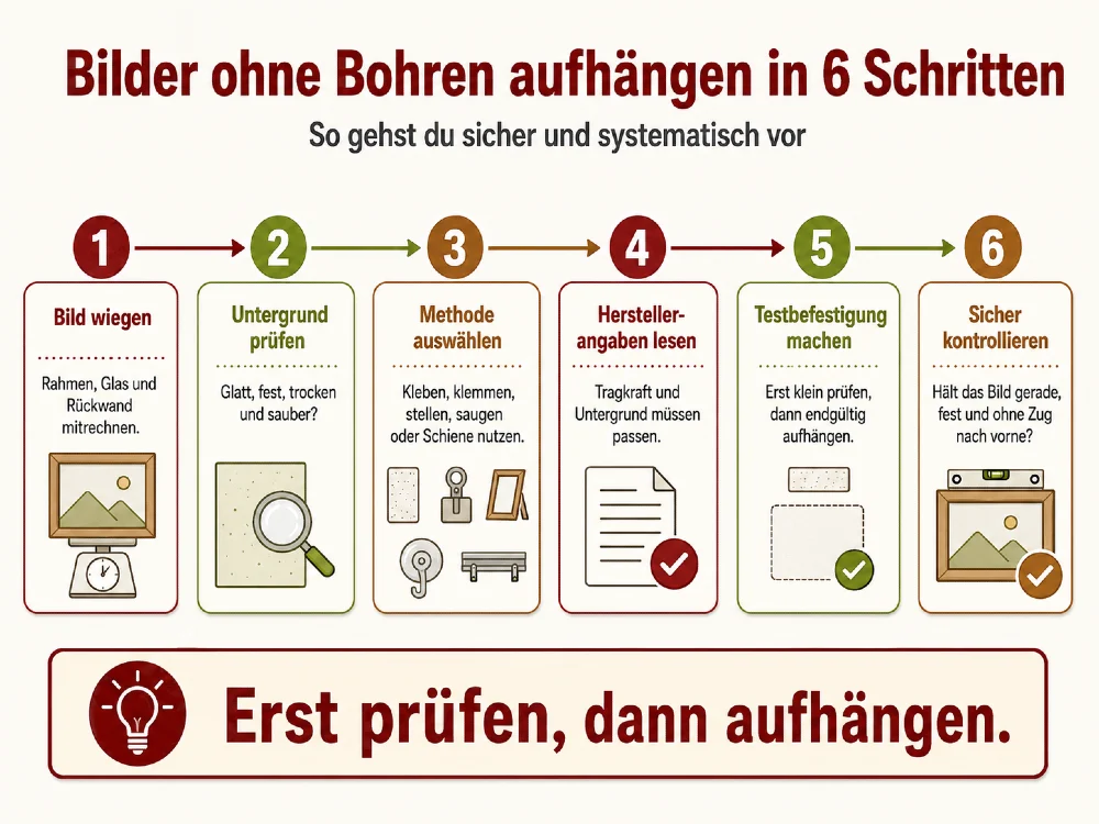 bilder aufhaengen in 6 schritten