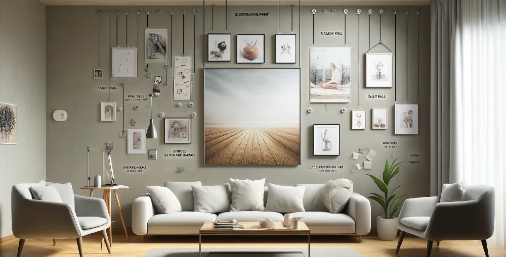 Bilder im Wohnzimmer ohne Bohren aufgehängt