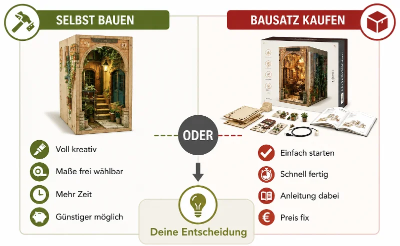 Vergleich der Varianten: Book Nook selber bauen oder Bausatz kaufen