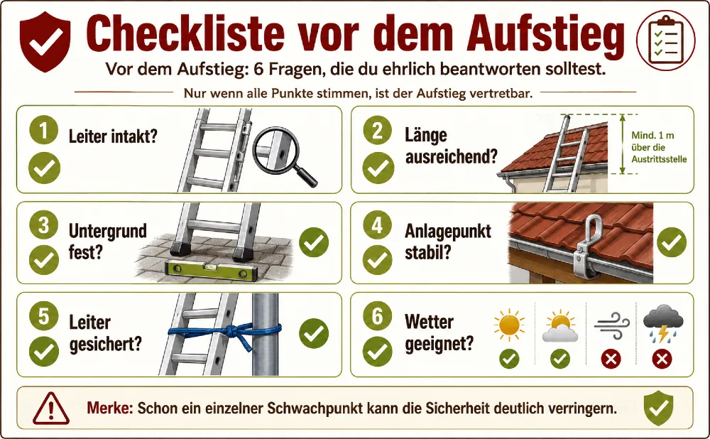 checkliste leiter vor aufstieg