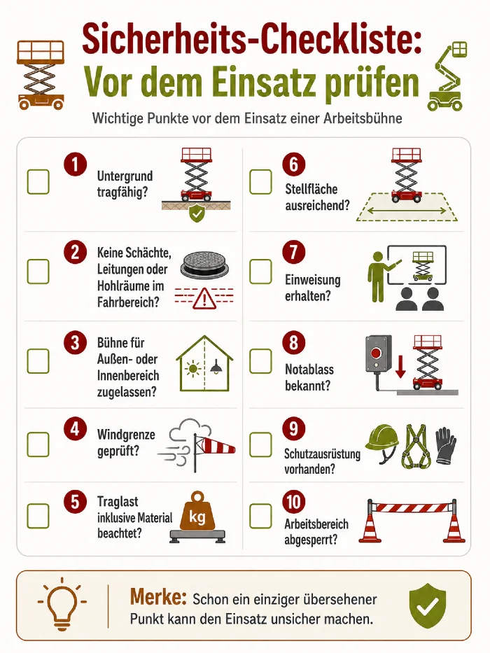 checkliste sicherheit arbeitsbuehne
