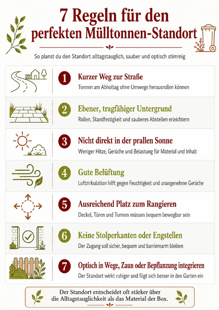 die 7 regeln fuer einen muelltonnenstandort
