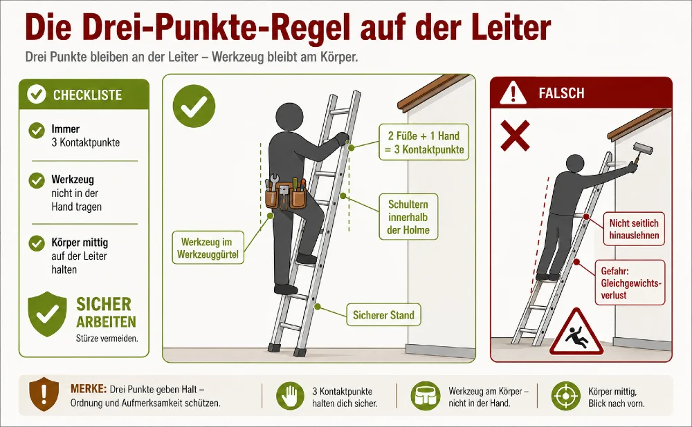 drei punkte regel auf der leiter