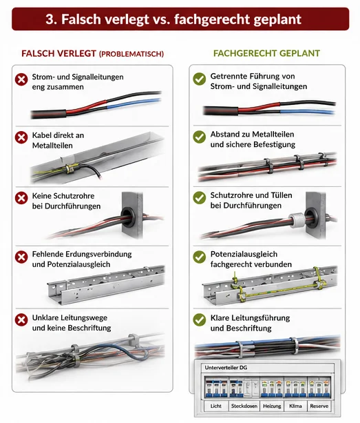 elektrik dachboden falsch vs richtig verlegt