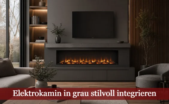 Elektrokamin in grau in einem Wohnzimmer