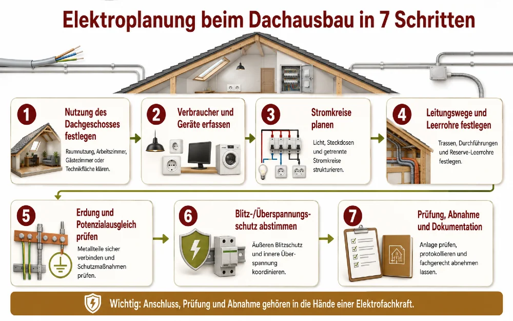 elektroplanung dachausbau schritte