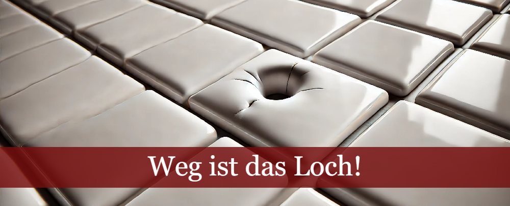 Loch weg aus der Fliese