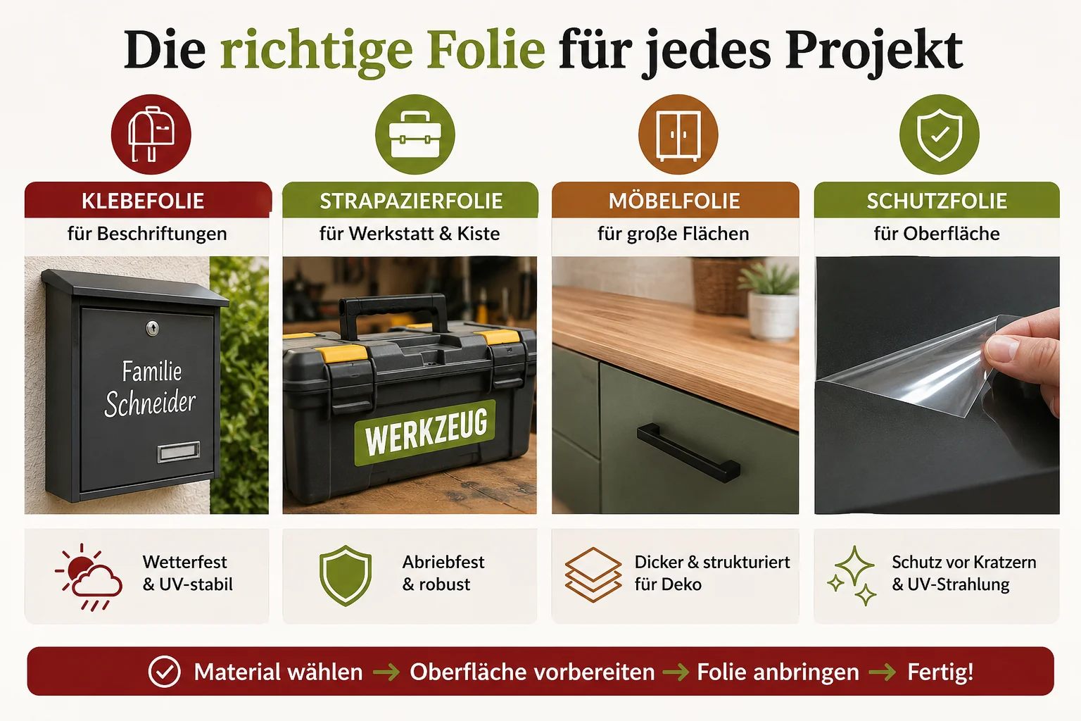 Welche Folie zu welchem Projekt passt