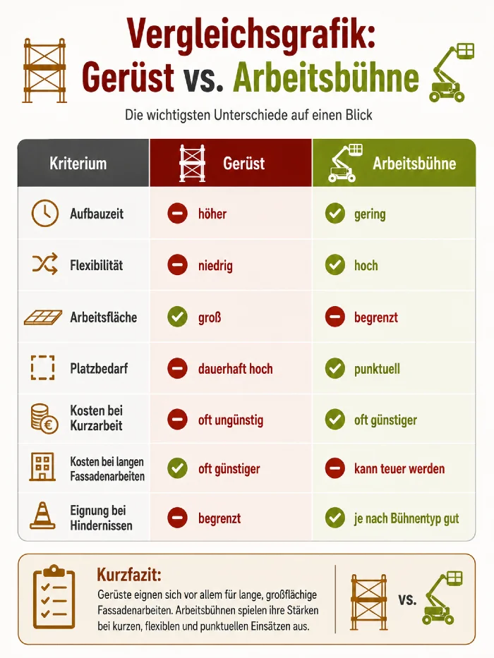geruest versus arbeitsbuehne