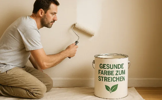 Maler streicht mit gesunder Farbe zum Streichen