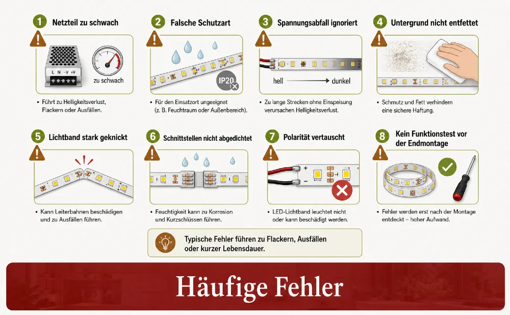haeufige fehler bei montage led lichtband
