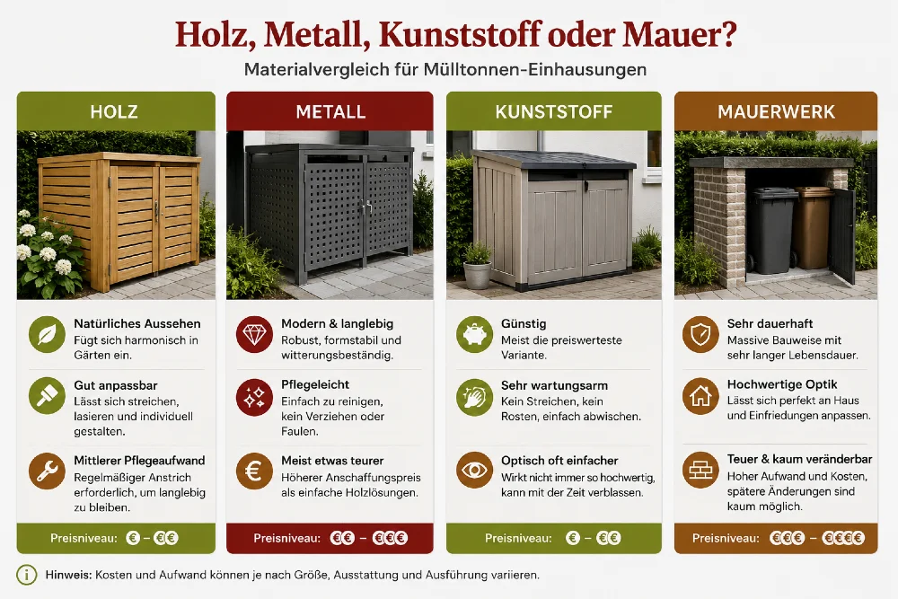 holz metall mauer kunststoff fuer muelltonne