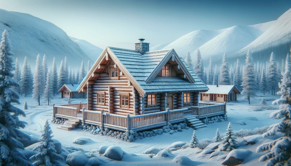 holzhaus blockhuette im schnee 1000