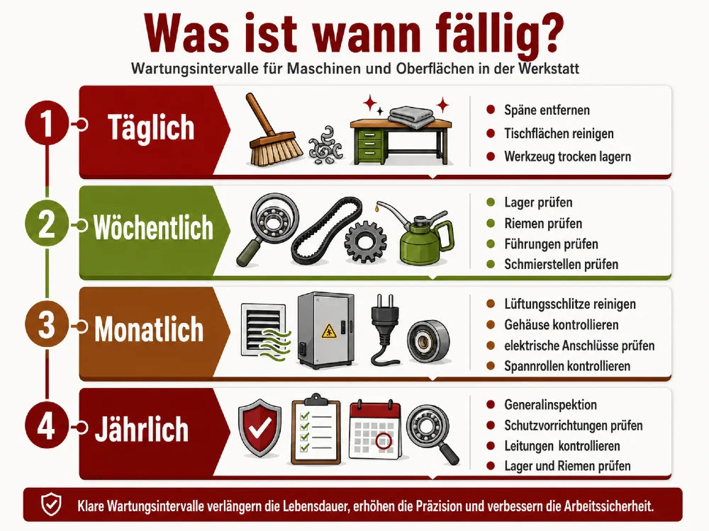 intervalle reinigung wartung werkstatt