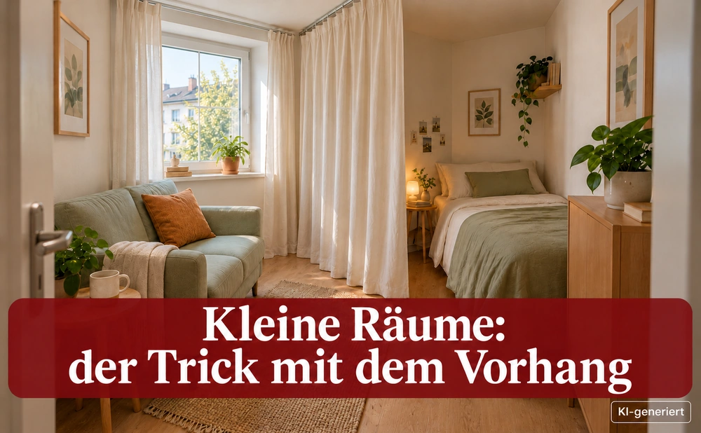 Kleiner Raum mit 2 Vorhängen