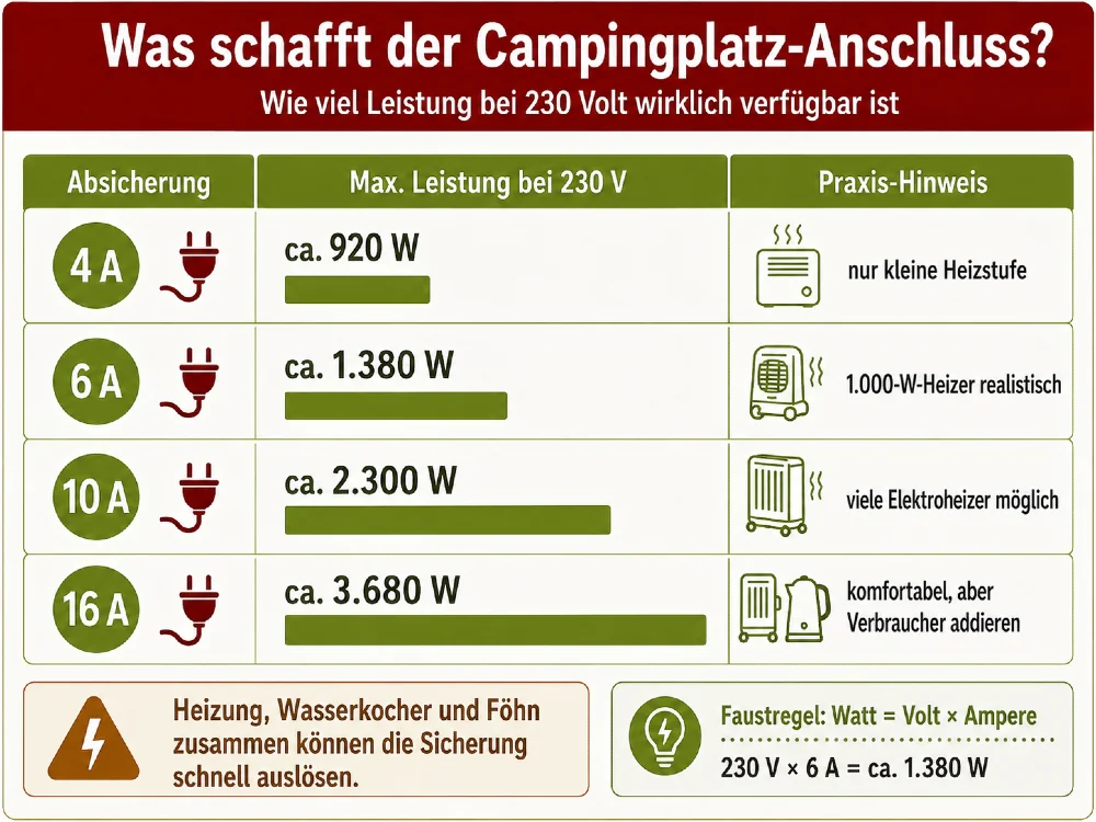 moegliche leistung campingplatzanschluss