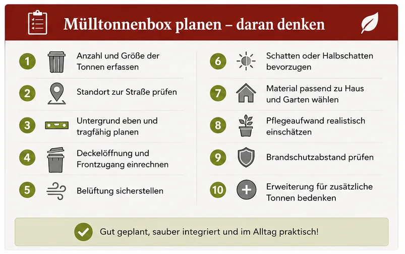 muelltonnenplatz checkliste