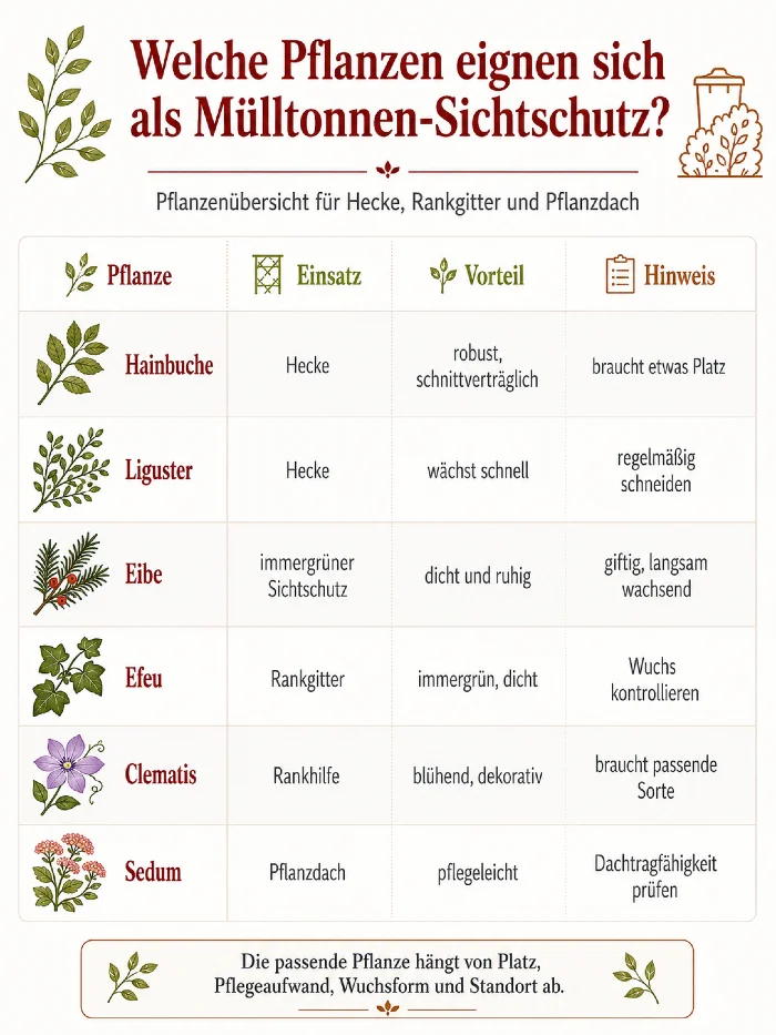 pflanzen fuer mueltonnenboxen