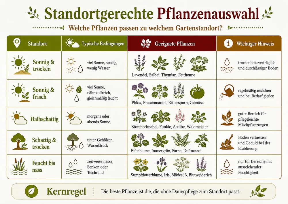 pflanzen fuer verschiedene standorte