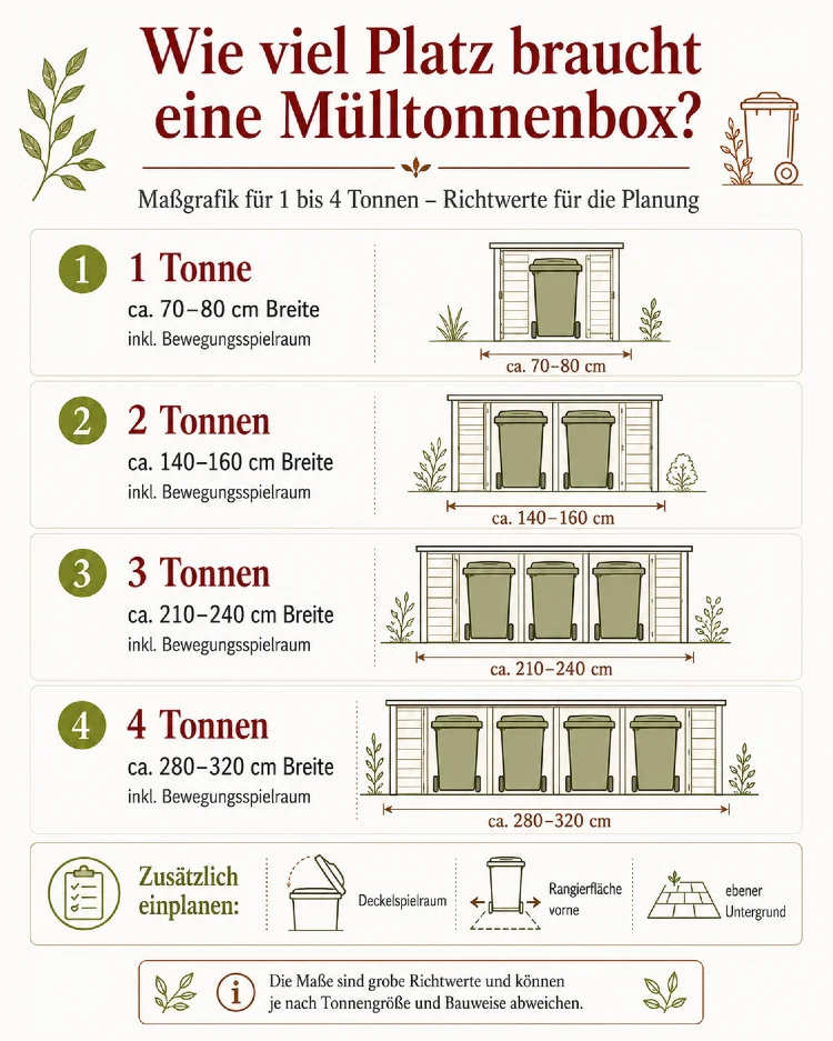 platzbedarf fuer muelltonnenbox
