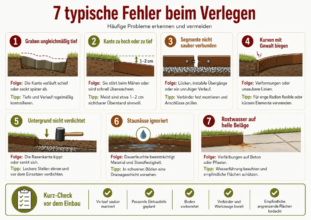 rasenkante verlegen typische fehler