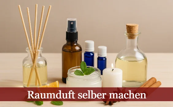 Raumdüfte, Duftkerze, Duftflakon. Text: Raumduft selber machen