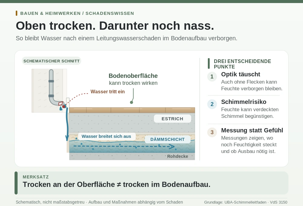 schimmel wasserschaden bodenaufbau wissensgrafik