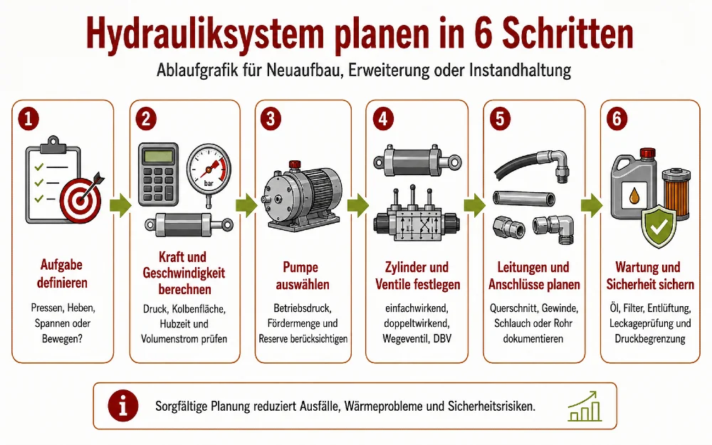schritte hydrauliksystem planen