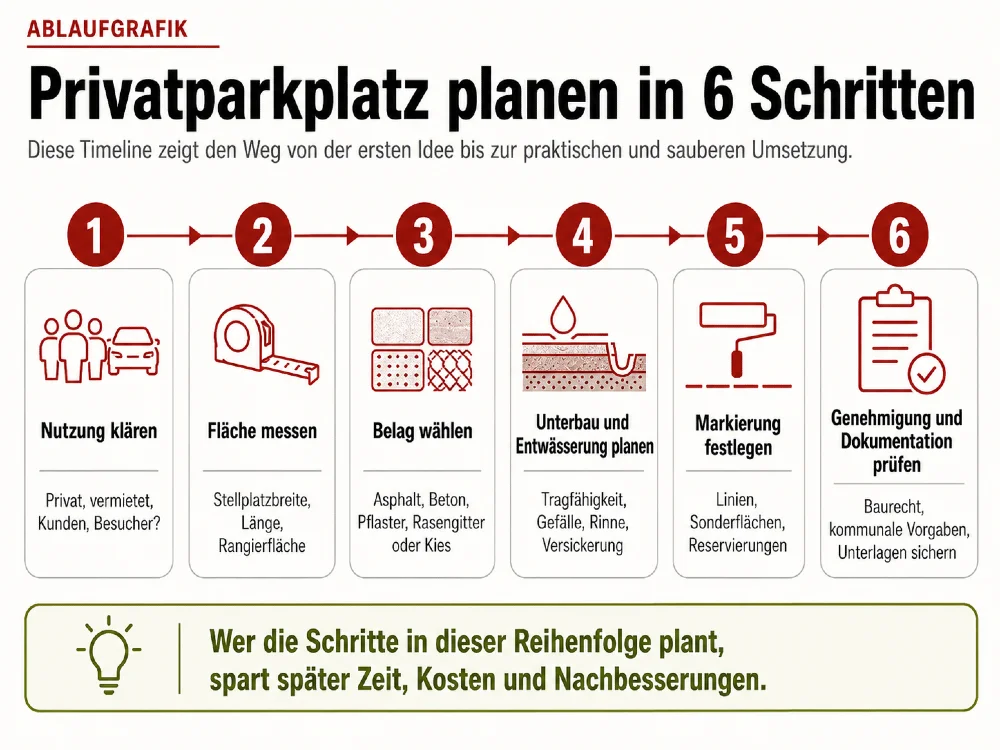 schritte parkplatz planen