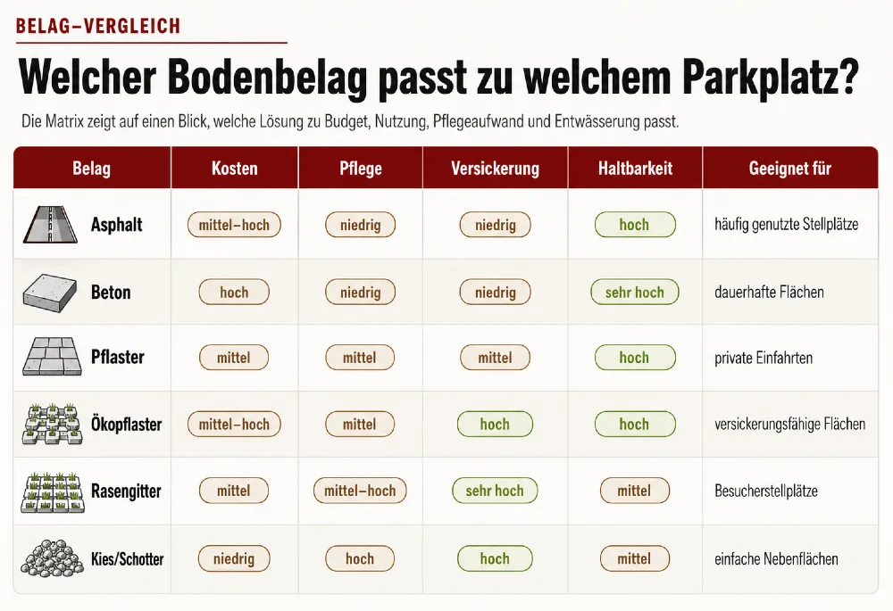 vergleich bodenbelag parkplatz