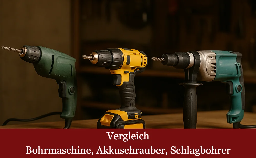 Vergleich: Akkuschrauber, Bohrmaschine oder Schlagbohrer