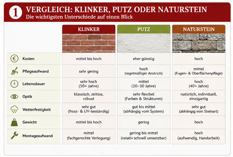 vergleich klinker putz naturstein