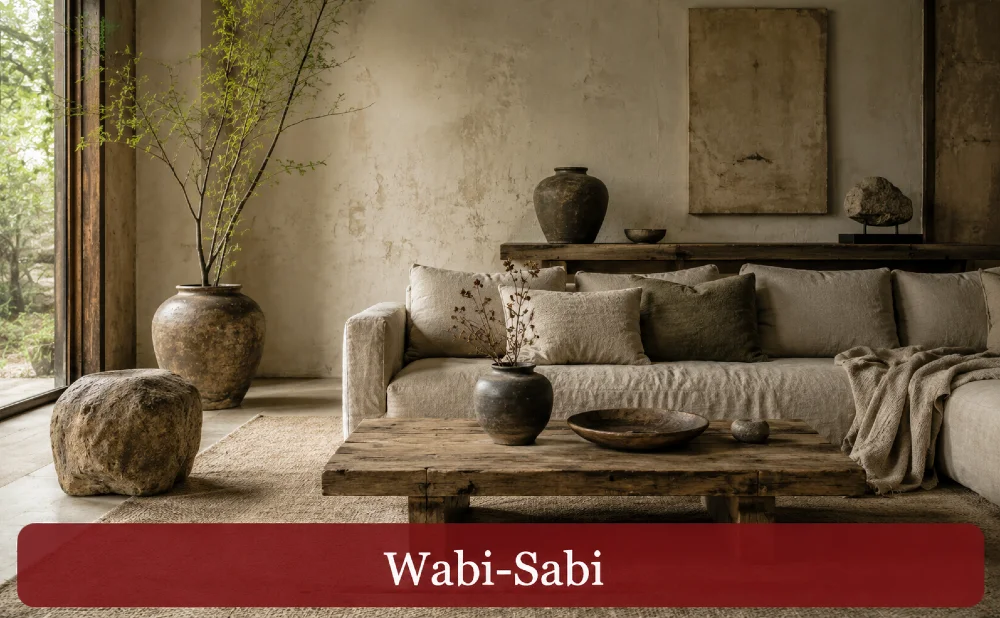 wabi sabi wohnstil wohnzimmer
