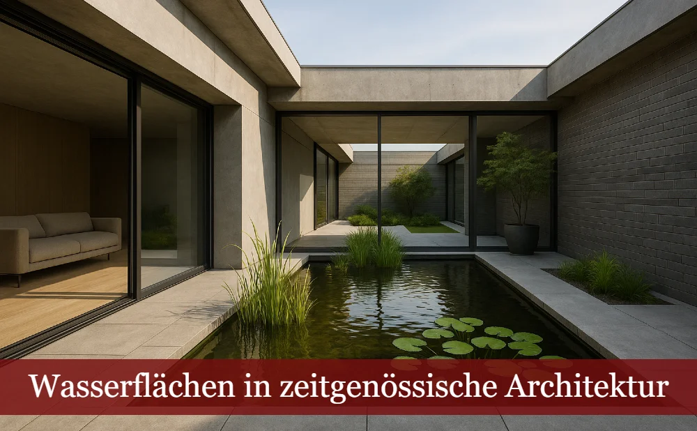 Wasserfläche in moderner Architektur