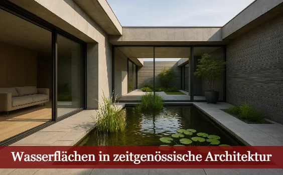 Wasserfläche in moderner Architektur