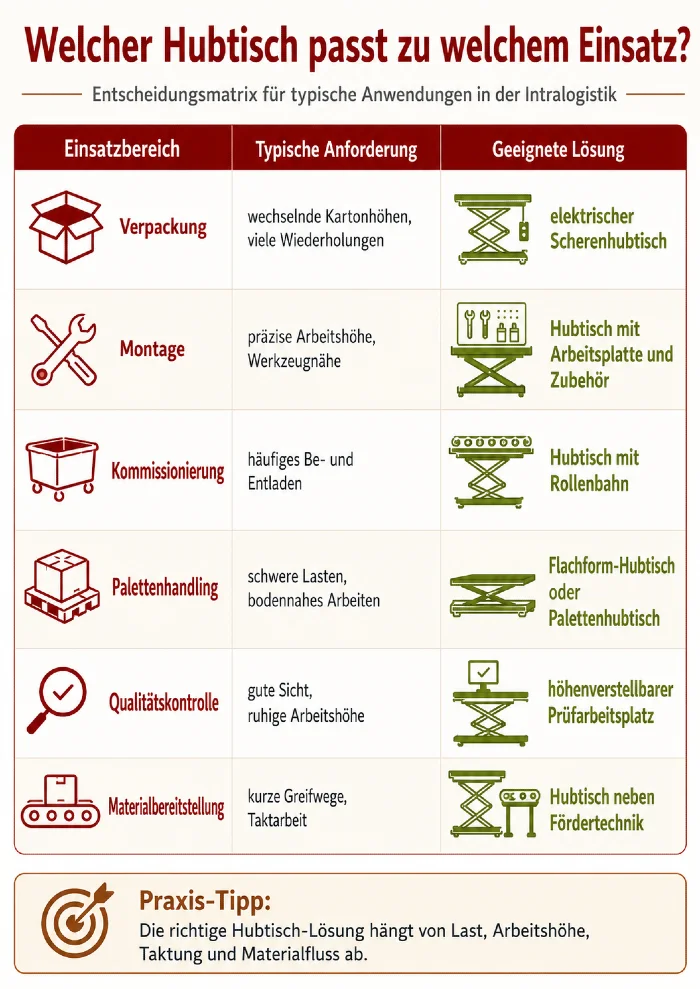welcher hubtisch fuer welchen einsatgz