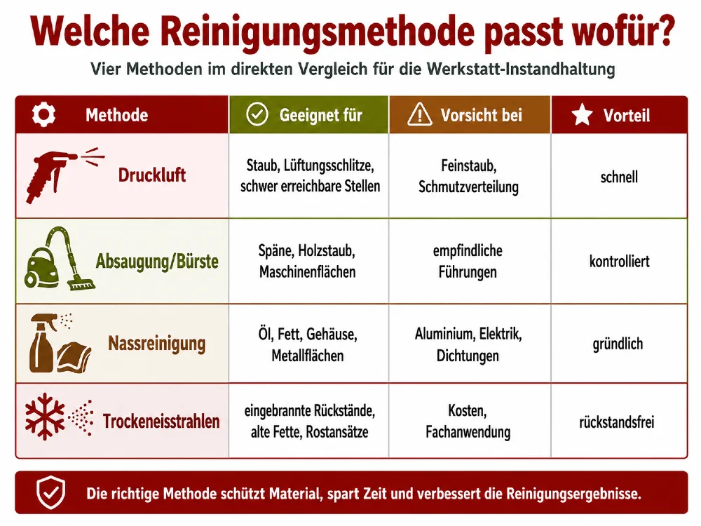 werkstatt reinigungsmethoden vergleich