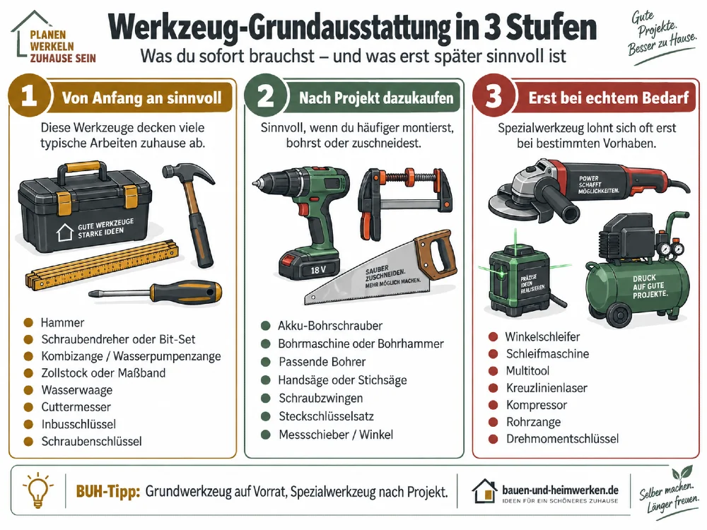 werkzeug ausstaffung in 3 stufen