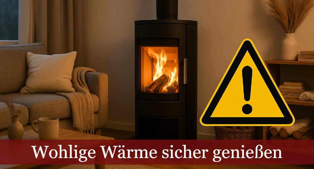 Kaminofen - Warnschild: Wohlige Wärme sicher genießen