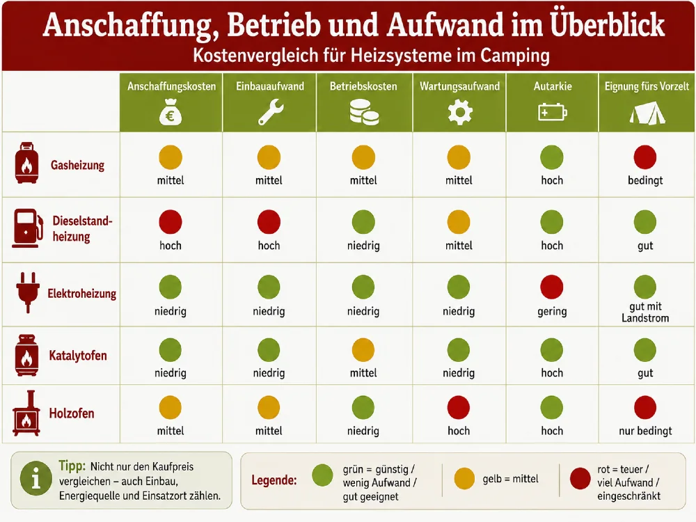 wohnwagen heizung anschaffung betrieb aufwand vergleich