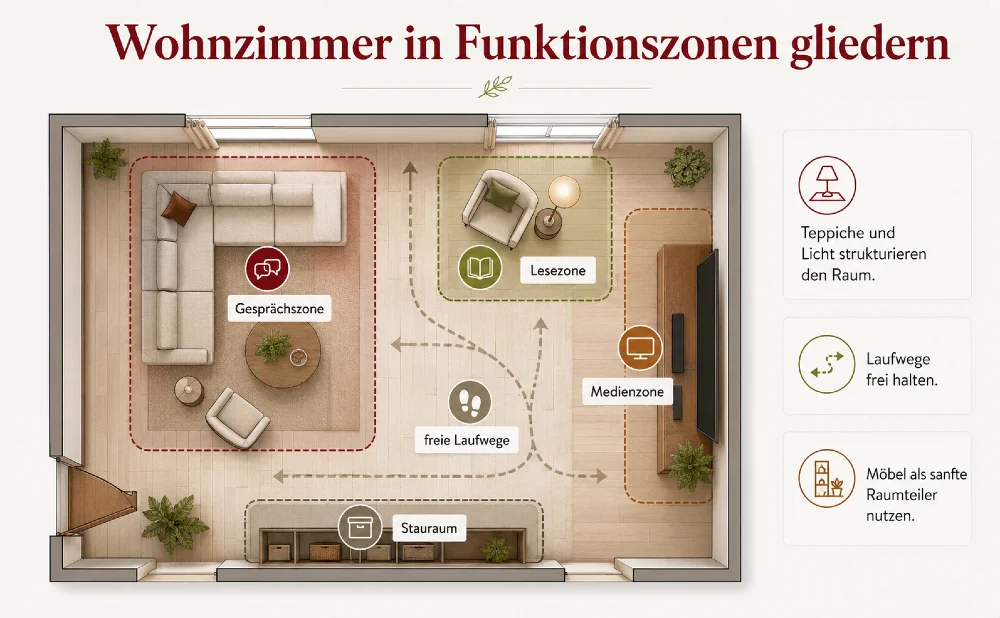 wohnzimmer in zonen strukturieren