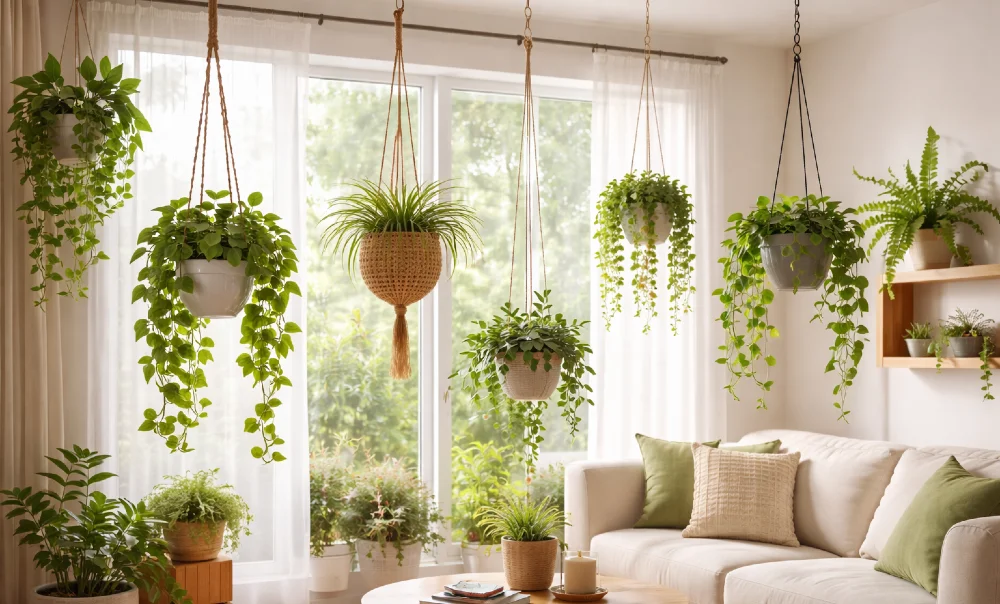 wohnzimmer weiss haengende pflanzen 1000