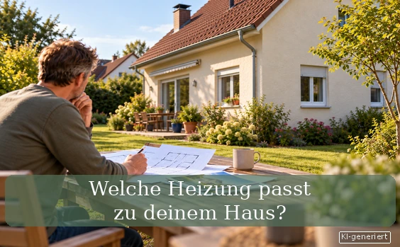 Mann fragt sich vor seinem Haus: Welche Heizung ist die Richtige?